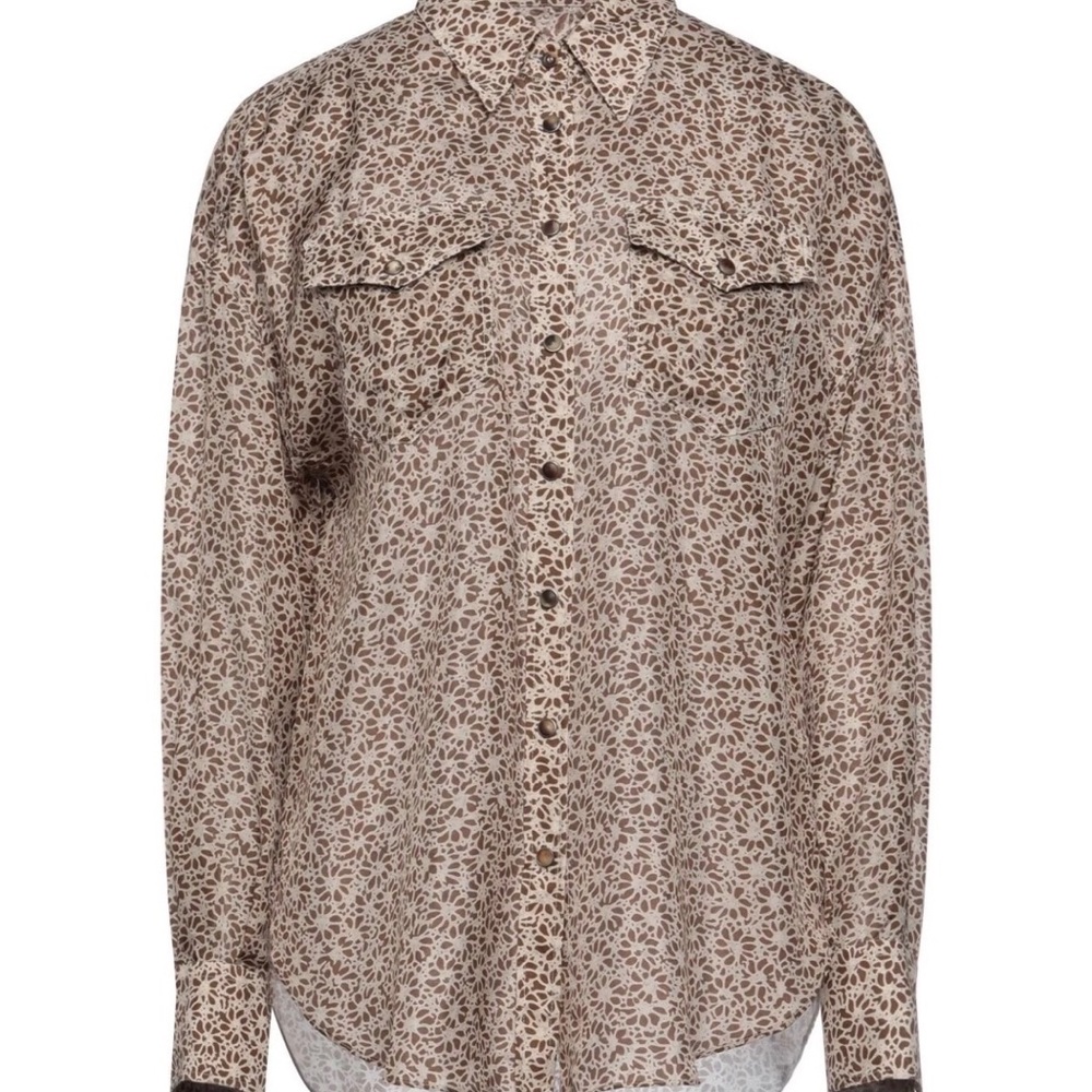 Brunello Cucinelli Beige Floral Button Down Shirt